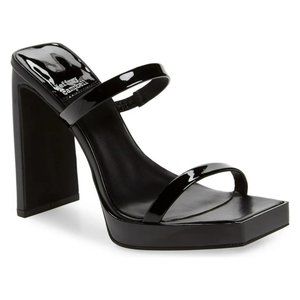 Jeffery Campbell Shoes Womens Hustler Platform Heels Black Patent Leather 6